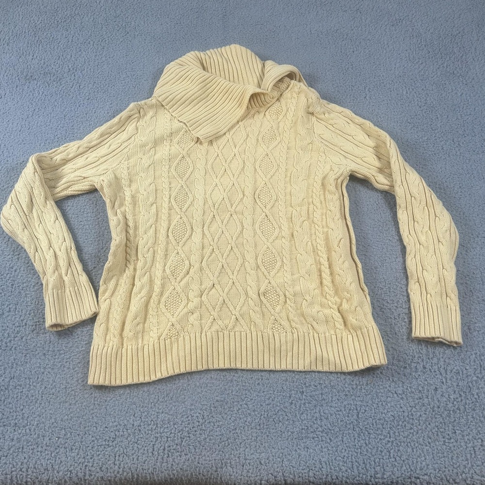 Jeanne Pierre Sweater Womens XL White Cable Diamond Knit Cowl Neck Pullover - Picture 12 of 15